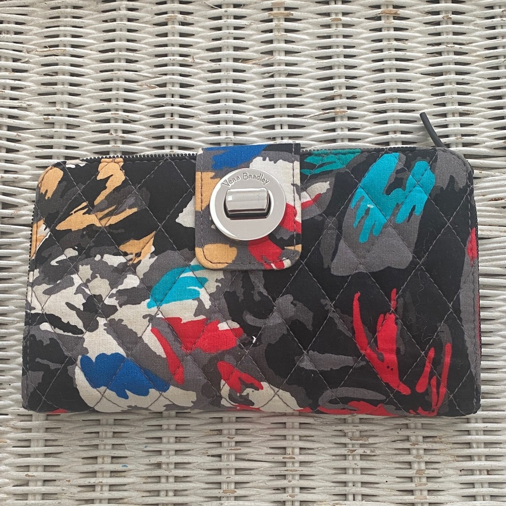 Vera Bradley Black and Multicolor Quilted Wallet